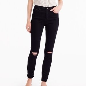 J. Crew Lookout High Rise Ripped Knee Black Skinny Women's Size 30